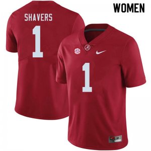 NCAA Women's Alabama Crimson Tide #1 Tyrell Shavers Stitched College 2020 Nike Authentic Crimson Football Jersey FA17T71AU